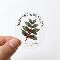 Autocollants adhésifs en vinyle laminé brillant transparent personnalisés, découpés à la forme, étiquettes de logo pour les marques de supermarchés et d'épiceries