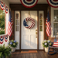 Guirlande patriotique du 4 juillet, drapeau américain, roses rouges, blanches et bleues, étoiles, décoration de porte d'entrée, porche, mur, intérieur, extérieur