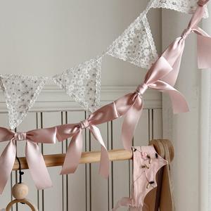 INS nœud papillon ruban <span class=keywords><strong>guirlande</strong></span> drapeaux princesse filles bébé chambre tenture murale décoration <span class=keywords><strong>fanion</strong></span> pépinière décor fête bannière Photo accessoires - Product Image 1