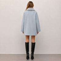 Manteau long en cachemire et laine pour femme, nouvelle collection automne 2026, réversible double face avec col en fourrure