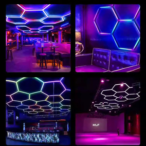 Lámparas LED RGB de Panal Personalizadas para Decoración de Interiores, 4 Rejillas, DC24V 34W, Regulables con Control Remoto, Hexagonales, IP55, 6500K, Luces para Garaje - Product Image 6