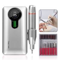 Machine à ongles électrique rechargeable sans fil 35000 tr/min - Outil professionnel de polissage des ongles avec 6 têtes, portable, en matériau ABS