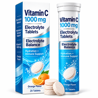 Tablet Effervescent Penyeimbang Elektrolit dengan Vitamin C 1000mg, Seng, Magnesium, Kalium, Rasa Jeruk