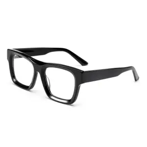 2024 Trending Big Frame Eyeglasses Anti Blue Glasses Vintage Eyewear Frames Uv400 Protection Acetate Round Optical Glasses