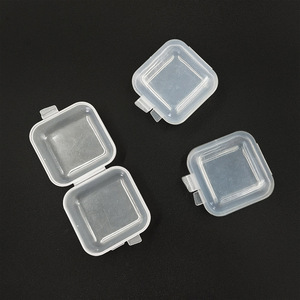 Transparent Mini Plastic Box With Lid For Earplugs Jewelry Storage Rectangle Solid Color Covered Small Parts Organizer - Product Image 3