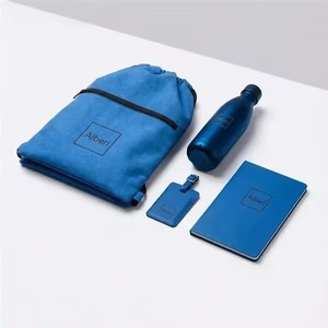 Eco-Friendly All-Black Corporate Gift Set Custom Logo Business Includes <b>Drawstring</b> <b>Backpack</b> Matte Water Bottle Notebook - Product Image 2