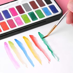 Lächeln Sie weiter 36 Farben Tragbares ungiftiges festes Aquarell-Farbset mit Pinsels tift für Kinder - Product Image 5