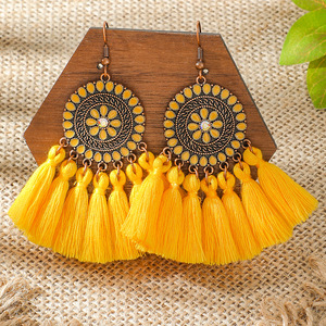 Bohemian Tassel <b>Drop</b> Earrings Alloy Antique <b>Bronze</b> Plated Women's Party Fashion Dangle Earrings - Product Image 3