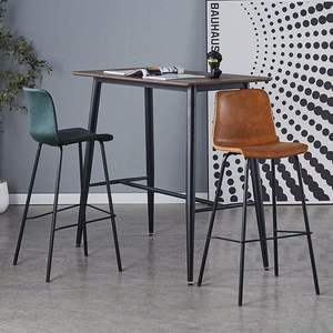 Modern Minimalist Home Cafe Furniture Brown <b>Leather</b> <b>Bar</b> Counter <b>Stool</b> with High Iron <b>Bar</b> Chairs for Living Room - Product Image 6