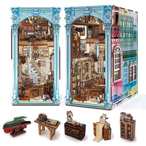 Minicity 3D thu nhỏ bằng gỗ Kệ sách Hemingway nhà Dollhouse cuốn sách Nook với bụi che - Product Image 1