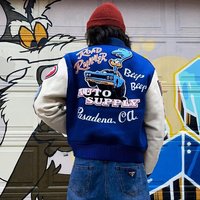Veste bomber universitaire pour homme de haute qualité, style baseball, hip-hop, écologique, coupe-vent, avec patchs brodés en chenille personnalisés