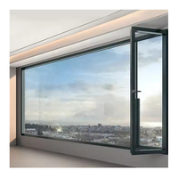 Ventanas Modernas de Doble Acristalamiento con Diseño de Marco Deslizante, Ventana Abatible de Aleación de Aluminio