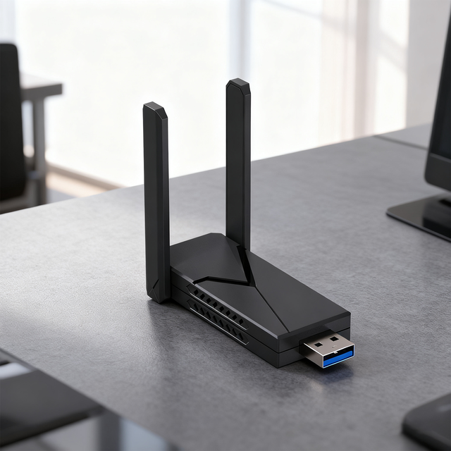 WiFi 6E USB 3.0 Adapter 5400Mbps Dual-Band (2.4G/5.8G) 3dBi Antenna Driver-Free for Windows 10/11 External Laptop WiFi Stock