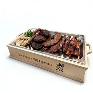 Bandeja de servir de madera con inserto de acero inoxidable, diseño Grillin' & Chillin', para uso en fiestas de barbacoa al aire libre - Product Image 5