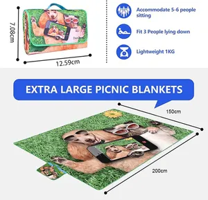 Beach Blanket Custom Logo Print Dog Pet Animal Large Family Picnic Mat Oxford Sand Proof Beach Blanket Mat