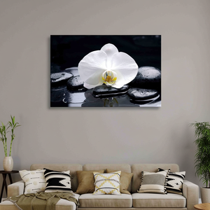 Floral Canvas Print: Elegant Spa Stones & Orchid Tempered Glass Wall Art,<b>WRAPPED</b> CANVAS - Product Image 3
