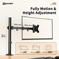 Nouveau support d'écran robotisé noir pour ordinateur avec hauteur réglable, rotation à 90 degrés et vis de fixation