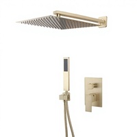 Ensemble de douche thermostatique mural couleur or, mitigeur simple, garantie 5 ans, design contemporain, en acier inoxydable 304