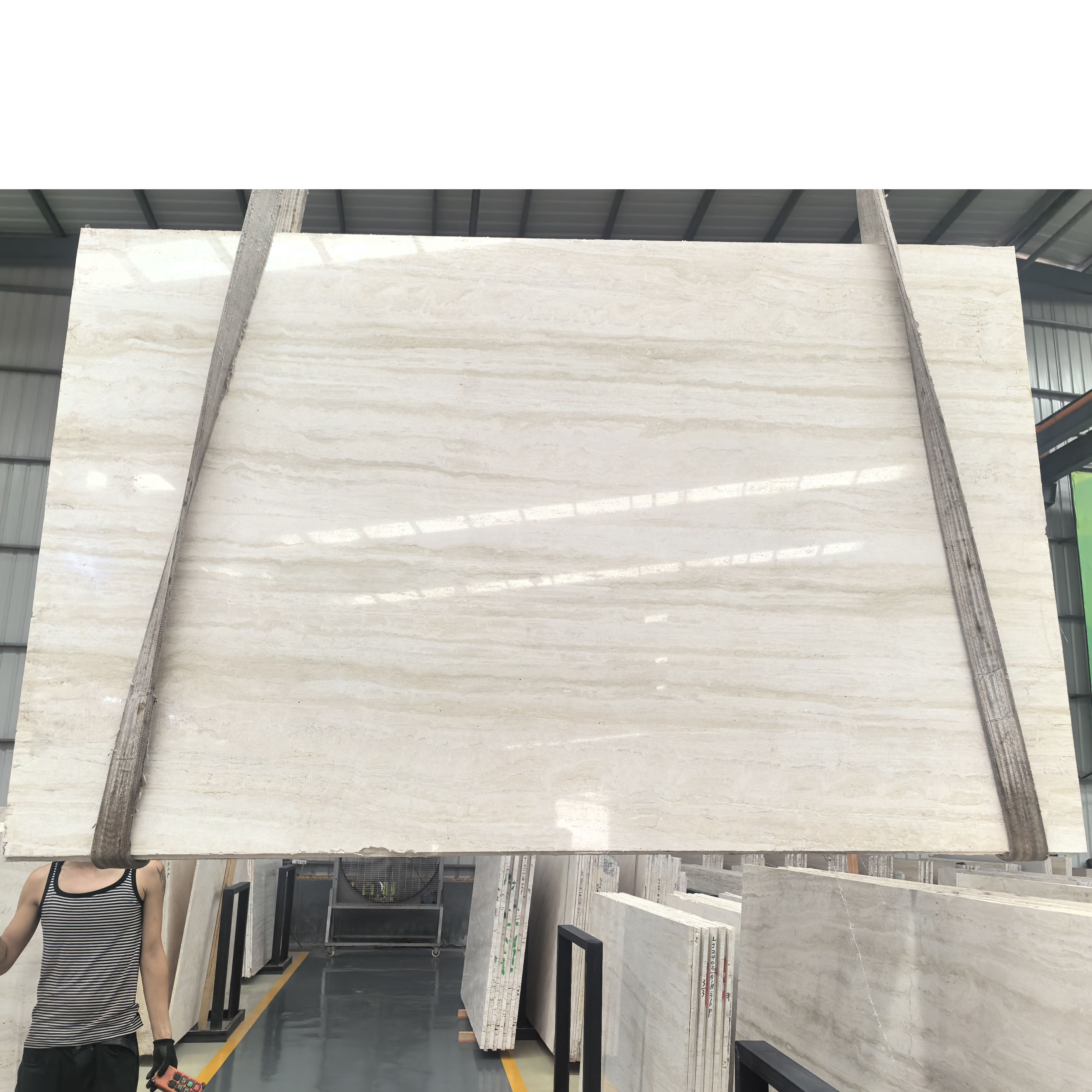 white travertine slab