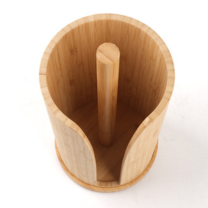Porte-papier toilette en bambou circulaire, boîte de rangement écologique pour salle de bain, support de rouleau de rechange - Product Image 2