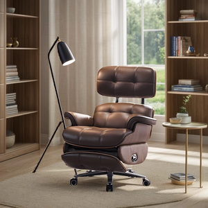 <span class=keywords><strong>Silla</strong></span> de <span class=keywords><strong>Oficina</strong></span> Ejecutiva de Alta Gama, Reclinable Eléctrica, de Cuero Genuino, Cómoda, con Respaldo Alto y Reposapiés de Aluminio - Product Image 2