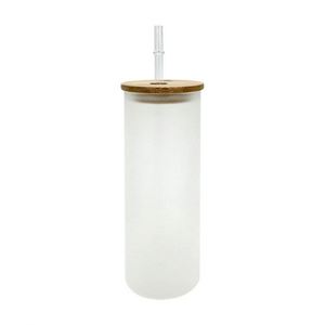 Bouteille d'eau en verre en forme de canette de bière 18 oz, gobelet vierge pour sublimation, gobelet givré 18 oz, bocal Mason avec couvercle et paille - Product Image 3