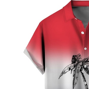 Hawaiian Shirts for Men Loose Short Sleeve Custom Logo Breathable ODM Stand Collar Beach Resort Casual Shirts - Product Image 3