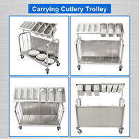 Chariot de transport de couverts en acier inoxydable pour cuisine professionnelle avec roues