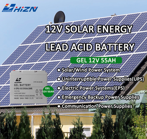 12V pil jeli 12V 55Ah kurşun asit uzun ömürlü şarj edilebilir pil UPS için