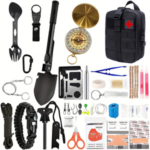 Survival Tools Kit Multi-functional Outdoor Camping Emergency First Aid Gear Set With Shovel Compass Knife Bandage Scissors - Product Image 3
