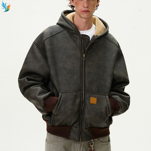 Felpa da uomo in pile resistente al vento di alta qualità invernale retrò con cerniera imbottita - Product Image 5