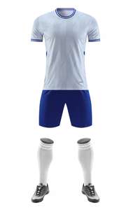 Custom Practice Lattice Men Football <strong>Jerseys</strong> Shirts &amp; Tops <strong>Blue</strong> and White Soccer Uniforms Sets - Product Image 4