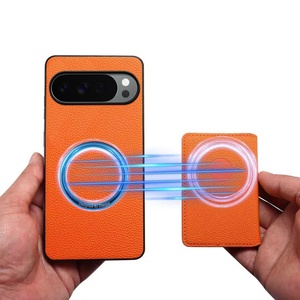 Funda para Teléfono Móvil <span class=keywords><strong>Google</strong></span> <span class=keywords><strong>Pixel</strong></span> 10 de Cuero Lychee, Color Naranja, Antigolpes, Magnética, de PU - Product Image 2