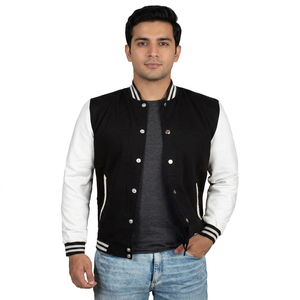 Veste universitaire en laine pour homme, style bomber, en cuir, avec logo brodé en chenille personnalisé pour écoles et universités, avec patchs de baseball et lettres, modèle OEM - Product Image 1