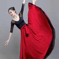 Falda de Danza del Vientre 720, Reversible, Larga, Estilo Swing, Vals, Flamenco Español, Vestido de Salón, Disfraz de Actuación Folclórica Mexicana