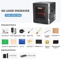 Mini machine de gravure laser rotative automatique à diode, conception fermée pour le bois, le cuir, les tasses, l'acrylique, pour les petites entreprises