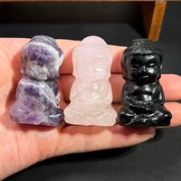 Mini Statues de Bouddha en Pierres Précieuses Mixtes, Figurines de Bouddha en Cristal Assorties pour la Méditation et la Décoration de Jardin Zen