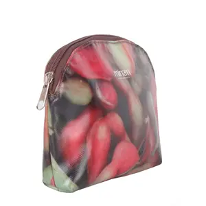 Portable Travel Lipstick Pouch China Supplier Fashion Style Zipper Closure Colorful Flower Design Made Durable PU Material