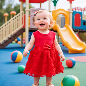 Robe trapèze élégante pour bébé fille, <span class=keywords><strong>tenue</strong></span> de princesse pour bébé de <span class=keywords><strong>1</strong></span> <span class=keywords><strong>an</strong></span>, ensemble décontracté 2 pièces uni et écologique pour le premier <span class=keywords><strong>anniversaire</strong></span> - Product Image 2