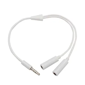 Grosir earphone ponsel 1 hingga 2 kabel konverter audio kabel Aux 4 tiang 3.5mm colokan pria ke 2 3.5mm wanita