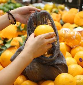 Tas jaring buah katun tas jala ramah lingkungan tas serut jaring belanja Supermarket - Product Image 4