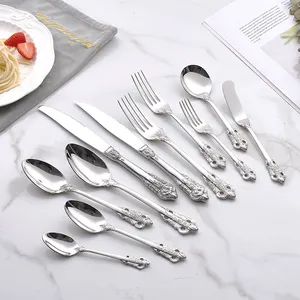 Spoons And Forks Stainless Baroque Royal Vintage 18/8 Flatware Silverware Stainless Steel Luxury Wedding Cutlery Set