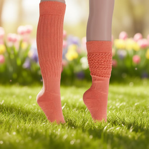 Db Chaussettes hautes en tricot pour femme, couleur unie, orange clair, taille unique, pour le printemps, usage quotidien - Product Image 2