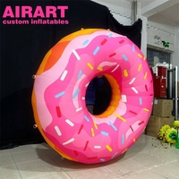 Donut gonflable suspendu, utilisation en magasin de desserts, décoration de donut gonflable rose
