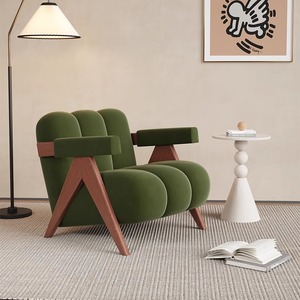 Sillón Sofá Individual de Diseño de Alta Gama en Madera Maciza Estilo Antiguo para Hogar Oficina Bar Balcón Sala de Estar Recepción y Área de Descanso - Product Image 4