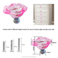 Bouton de poignée en cristal Chengyu CY-01.06 pour porte de tiroir beaux boutons en forme de fleur Style européen poignées de maison raccord 50MM