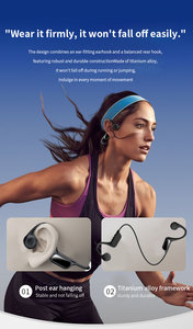 <span class=keywords><strong>Auricolari</strong></span> <span class=keywords><strong>Bluetooth</strong></span> a Conduzione Ossea X67 IPX5 Impermeabili per Trekking e Sci, Leggeri 25g in Lega di Titanio, Cuffie Hifi per Sport e Palestra - Product Image 5