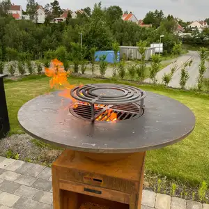 뒤뜰 corten 강철 바베큐를 위한 옥외 바베큐 corten 강철 불 구덩이 bbq 석쇠