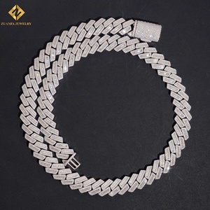 Cadena Cubana de Plata de Ley S925 con Incrustaciones de Moissanita, Estilo Hip Hop, para Hombre y Mujer, Chapada en Rodio, Joyería Fina de Moda - Product Image 1