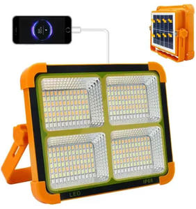 โคมไฟ LED พลังงานแสงอาทิตย์ 100W พร้อมไฟฉายและพาวเวอร์แบงค์ ความสว่างสูง IP66 ไฟส่องสว่างแบบ ABS พร้อมรีโมทคอนโทรลสำหรับถนน - Product Image 1